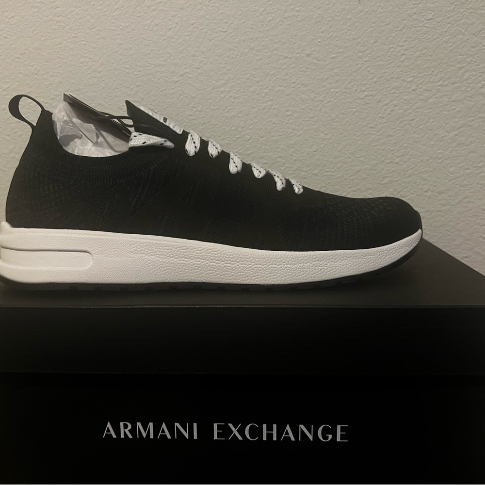 Armani Exchange Black and White Men's Sneakers